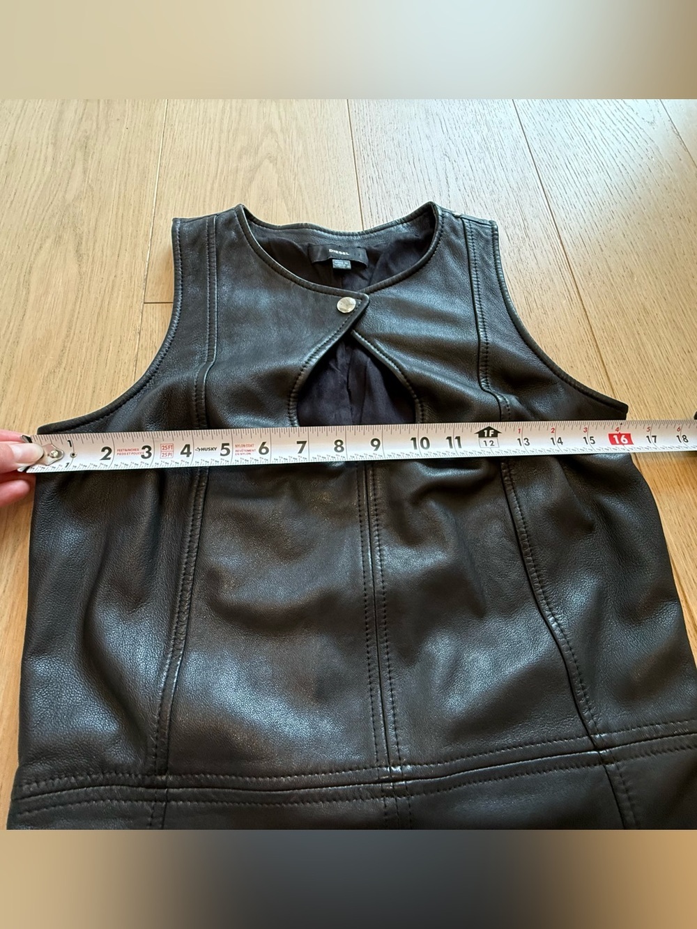RARE Diesel Black 100% Sheepskin Leather Bodycon Dress Size S Designer Y2K - Picture 10 of 10